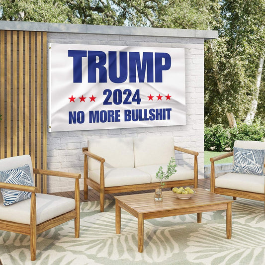 Trump 2024 No More BS 3x5 Foot Flag White